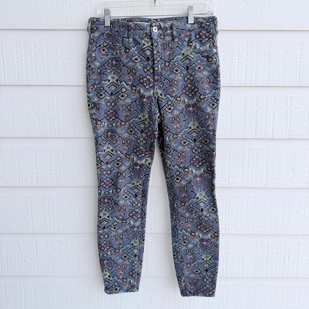 Pilcro Anthropologie High Rise Skinny Corduroy Pants 30 Geometric Boho Art Deco